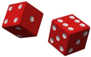 A Pair of rolling Red Dice