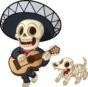 Skeleton Dog and Mariachi Man