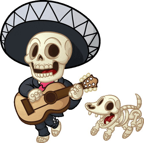 Skeleton Dog and Mariachi Man